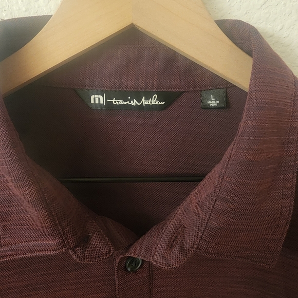 Travis Mathew Maroon Cotton Blend Longsleeve Polo Shirt Mens Large - Picture 3 of 9